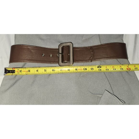 Calvin Klein Grey Sleeveless Sheath Dress With Brown Belt Size Medium (See Measu - Picture 6 of 6